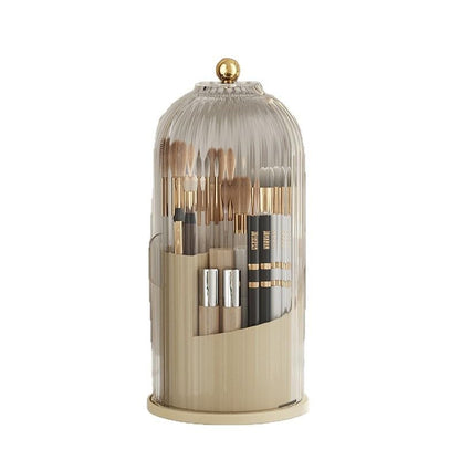 Concealed Toothbrush Holder, Makeup Brush Holder Organizer with Lid 360 Rotating Clear Dustproof for Dresser Tabletop Bathroom Countertop (White - A) - color: White - a
