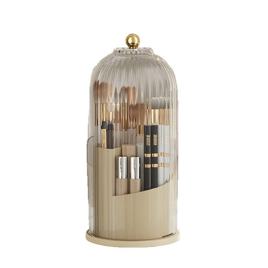 Concealed Toothbrush Holder, Makeup Brush Holder Organizer with Lid 360 Rotating Clear Dustproof for Dresser Tabletop Bathroom Countertop (White - A) - color: White - a
