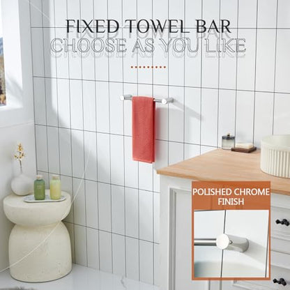 KOKOSIRI Towel Bar Chrome 16-Inch Single Rail Bath Towel Holder for Bathroom Wall Polished Stainless Steel Bathroom Hardware Wall Mounted, B4007CH-L16 - color: Polishd Chrome, size: 16-Inch