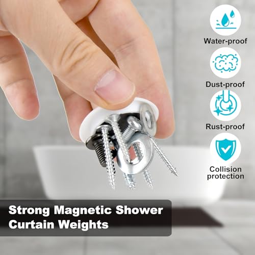 12 PCS Shower Curtain Weights Magnetic Curtain Magnets | Heavy Duty Shower Curtain Weights Help Keep Curtain Liners in Place, Also Suitable for Drapery, Flags and Tablecloths