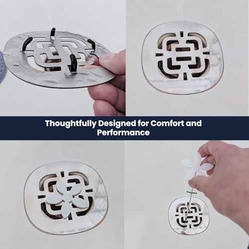 Performore Shower Drain Hair Catcher – 4.5" Stainless Steel Drain Cover & Strainer, Rust-Resistant, Easy to Clean, Anti-Clog Hair Trap for Bathroom or Bathtub