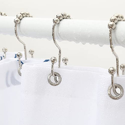 Shower Curtain Hooks, Goowin Shower Curtain Rings, Stainless Steel Shower Curtain Hooks Rust Proof Free Sliding Double Shower Hooks for Curtain, Shower Curtains & Liners (Nickel) - color: Nickel