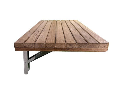 24" Wall Mounted Teak Wood Folding Shower Seat Bench | Wall Mounted, Teak Wood Construction, Folding Design, Shower Seat Bench for Bathroom Safety and Space Saving Use - size: 24"