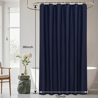 AooHome 72 Width x 96 Height inch Fabric Shower Liner, Extra Long Solid Color Shower Curtain with Hooks, Weighted Hem, Waterproof, Navy Blue - color: Navy Blue, size: 72"W x 96"L (Pack of 1)