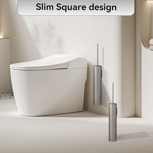 Wall Mounted Brushed Nickel Toilet Brush with Holder,Durable Cleaning Toilet Bowl Brushes with Holders - color: Brushed Nickel