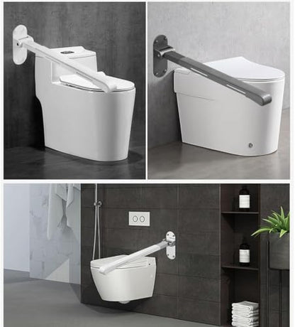 Grab Bars,Flip up Grab Bars for Bathroom,Folding Grab Bar,White | Stainless Steel Material,Night Glow Strips on Both Sides,Wall Mounted,Non Slip Waterproof Elderly Handicap Bars - color: White
