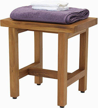 AquaTeak Spa Lotus 18" Teak Shower Bench & Premium Teak Oil | Durable, Water-Resistant Teak, Shower Chair & Shaving Foot Rest, Indoor/Outdoor Use - size: B. Bench w/ Teak Oil