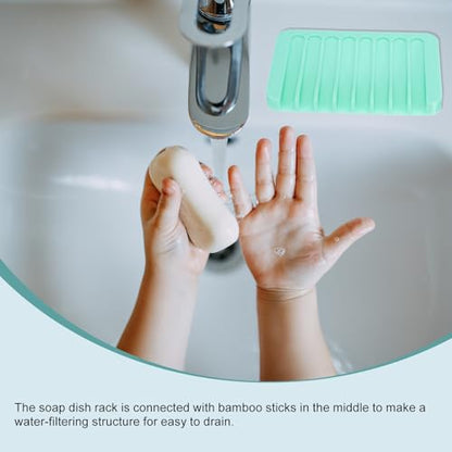 uxcell 2 Pcs Self Draining Silicone Soap Dish, Soap Tray with Drainage for Bathroom Shower Kitchen Sink, 4.5" x 3.1" x 0.4", Mint Green - color: Mint Green