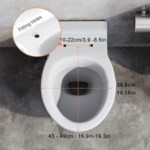 "Quick Release Toilet Seat V with Cover - Easy Clean Oval Toilet Seat with Adjustable Hinges & Soft Close Lid - Ideal for UF Toilets, Model 01c" - size: 01d