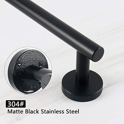 NearMoon Bath Towel Bar, Thicken Stainless Steel Shower Towel Rack Holder Wall Mounted for Bathroom, 9-lnch Overall Length-7-lnch Usable Hanging Space (1 Pack, Matte Black) - color: Matte Black, size: 9 Inch