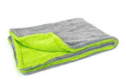 Autofiber Amphibian Dual Microfiber Car Drying Towel - One Side Twist, One Plush - 20 inch x 30 inch, Green/Gray - color: Green/Gray