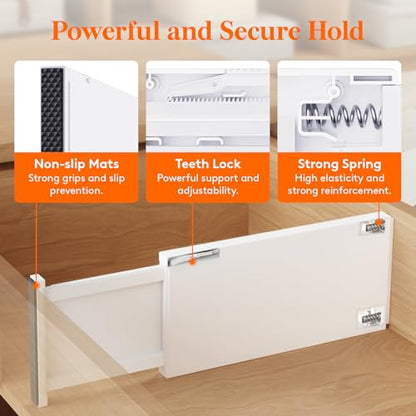 Lifewit 6" Tall Upgrade Drawer Dividers, Adjustable Deep Drawer Organizer | 13.5"-22" Expandable White Drawer Separator for Clothes, Dresser/Kitchen/Closet/Bedroom/Office Organization & Storage, 5 Pack - size: 6"H, 13.5-22"L