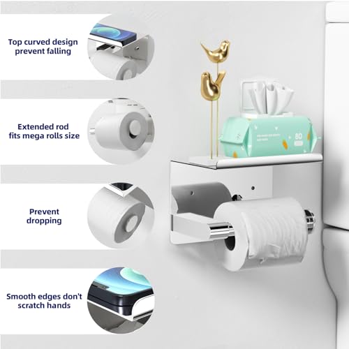 GLNLQ Chrome Toilet Paper Holder Wall Mount, Self Adhesive or Screw-in | Adhesive or Screw-in, Waterproof and Rustproof Stainless Steel, Wall Mount Design, Modern Stylish Design, for Bathroom, RV - color: C-chrome