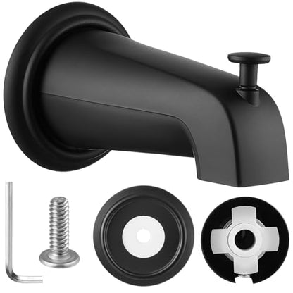 Diverter Tub Spout Compatible with Kohler GP85556-CP (Matte Black) | Slip On Bathroom Bathtub Faucet Replacement for 1/2"Copper Water Tube, Metal Cover Ring and Foam Gasket Included - color: Matte Black
