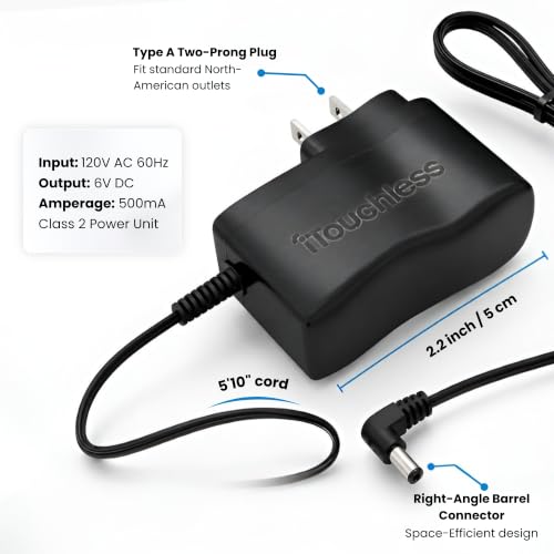 iTouchless Power AC Adapter for All Automatic Sensor Trash Cans, Official and Certified for Safety, Warranty Coverage, Fits All, Trash Can Ac Adapter - color: Solid Black, AC Adapter