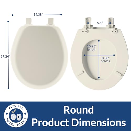 Mayfair Cameron Biscuit Toilet Seat, Non Slip Heavy Duty Wood, Easy Clean, Made in USA, Round - color: Biscuit, size: Round