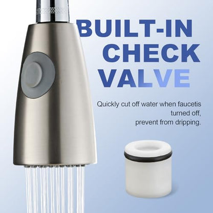 Pull Down Kitchen Faucet Sprayer Head Replacement, G1/2 (13/16" Male Thread) Pull Out Sink Spray Nozzle, 2-Mode Stream & Spray Tap Hose Spout Only, Brushed Nickel - color: Dual Switch Spray Head - Brushed Nickel