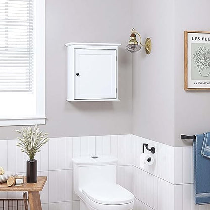 Spirich Small Medicine Cabinet, Bathroom Wall Cabinet Over Toilet, White | FSC-Certified MDF, Single Door, Adjustable Shelf, Compact Hidden Storage for Bathroom, Kitchen or Laundry - size: Single Door