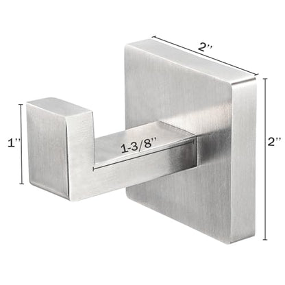 IBosins 4-Pack Towel Hooks Hand Towel Holder Bathroom Robe Hanger Coat Hook | Brushed Silver Square Bath Towel Hook Wall Mount Heavy Duty Stainless Steel Hat Hook for Living Room Bedroom Kitchen Closet - color: Silver