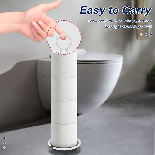 NearMoon Bath Toilet Paper Holder Stand, Freestanding Tissue Paper Storage with Reserve, Space Toilet 4 Rolls Holder for Bathroom/Kitchen Countertop-All Metal (1 Pack, White) - color: White