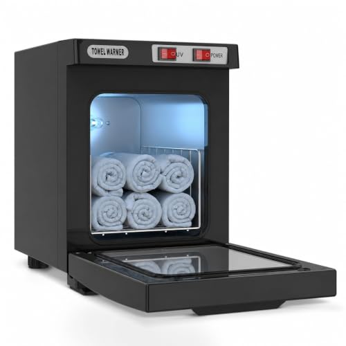 Hot Towel Warmer, 5L Towel Warmer Cabinet (Black) | Mini Towel Heating Machine with Stainless Steel Racks, Towel Heater for Spa, Salon, Beauty, Barber, Massage, Gym, Home - color: Black