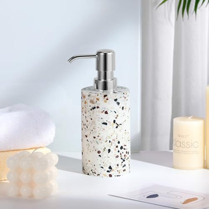 Luxspire Soap Dispenser, Cylinder-Shaped Soap Bottles, Terrazzo, 1pack | 320ml Premium resin, modern cylindrical design easy clean pump, multi-purpose liquid storage - color: Terrazzo