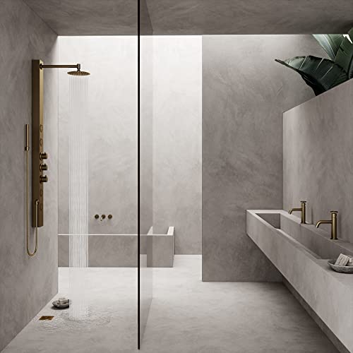 VIGO Elan 4.38 in. W x 4.38 in. L Square Shower Drain in Matte Brushed Gold - VG07004MG - color: Matte Brushed Gold, size: 4 in.