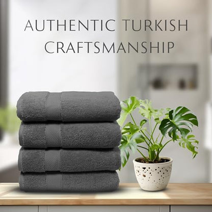 MAURA Grey Extra Large Turkish Cotton Luxury Bath Towels Set of 4. Ultra-Soft, Thick & Plush Towels for Bathroom - Space Gray - color: Space Gray, size: Bath Towel (4-Pack)
