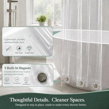 EHZNZIE Frosted Heavy Duty Shower Curtain Liner 72x72, PEVA Waterproof Bath Curtain, No Chemical Smell, 3 Weighted Magnets, Durable with Rustproof Metal Grommets - color: Frosted Heavy, size: 72"W x 72"L (Pack of 1)