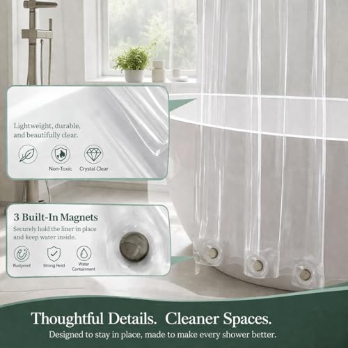 EHZNZIE Frosted Shower Curtain Liner 72x84, PEVA Waterproof Bath Curtain, No Chemical Smell, 3 Weighted Magnets, Durable with Rustproof Metal Grommets - color: Frosted, size: 72"W x 84"L (Pack of 1)