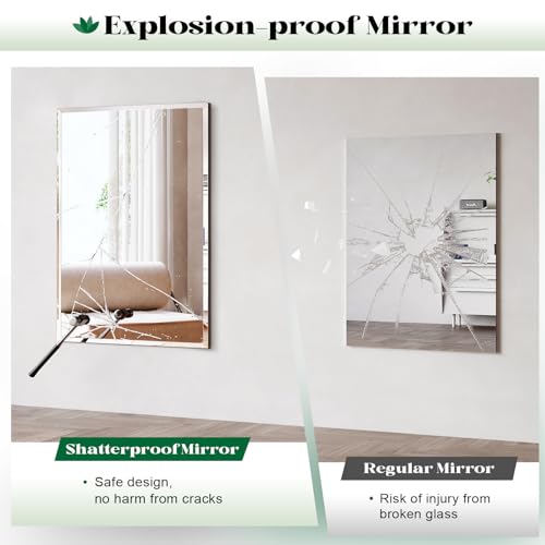 Frameless Bathroom Mirror, 30"x36" Beveled Wall Mirror | Frameless Mirror over sink, Living Room, Bedroom, Vanity, Entryway, Fireplace, Hangs Horizontally or Vertically - size: 36"L x 30"W