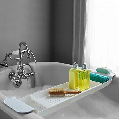 Expandable Drain Bath Shelf Caddy Tray, Multifunctional Plastic Bathtub Tray Bathroom Organizer Simple Stylish Bathtub Storage Rack for Candle Towel, Book, Wine, Phone, Shower (Grey - 1pcs) - color: Grey - 1pcs