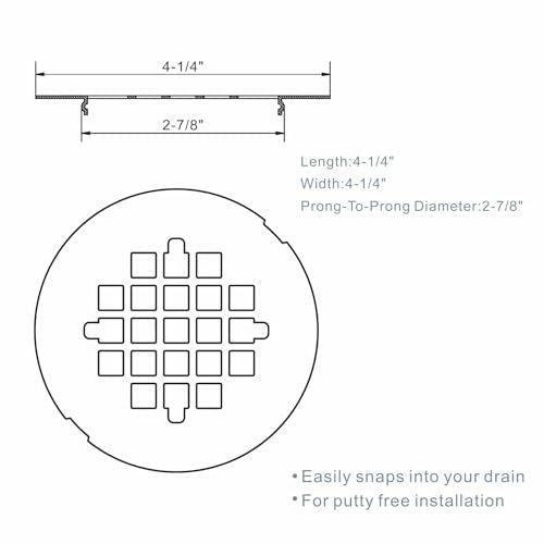 HIDROP Oil Rubbed Bronze Snap-in Shower Drain Cover, 4-1/4" OD Round Grid | Stainless Steel Shower Drain Replacement, 4.25 inch drain cover,Hair Catcher, Easy-to-Install, Bathroom Shower Drain Strainer - color: Bronze