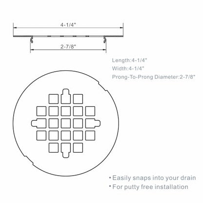HIDROP Oil Rubbed Bronze Snap-in Shower Drain Cover, 4-1/4" OD Round Grid | Stainless Steel Shower Drain Replacement, 4.25 inch drain cover,Hair Catcher, Easy-to-Install, Bathroom Shower Drain Strainer - color: Bronze