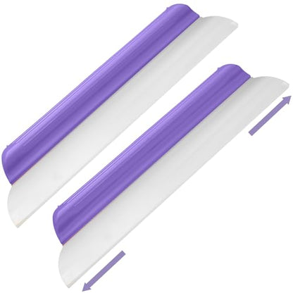 2 Pack 14 Inch Car Drying Squeegee Purple Longer Silicone Water Squeegee Window Shower Blade Automotive Squeegees Flexible Auto T-bar Rubber Squeegees for Car Windshield Glass Bathroom Wash Tool - color: Purple