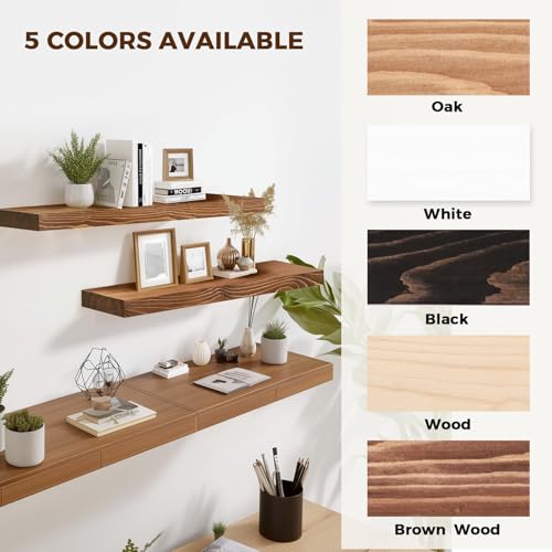 Solid Wood Floating Shelves, 36 Inch Wall Shelves, Set of 2, Brown | 8 Inch Deep, 1.6 Inch Thick, Extra-Wide Display Space, Mounting Hardware Included, For Kitchen, Bathroom and Living Room - color: Brown, size: 36x8x1.6