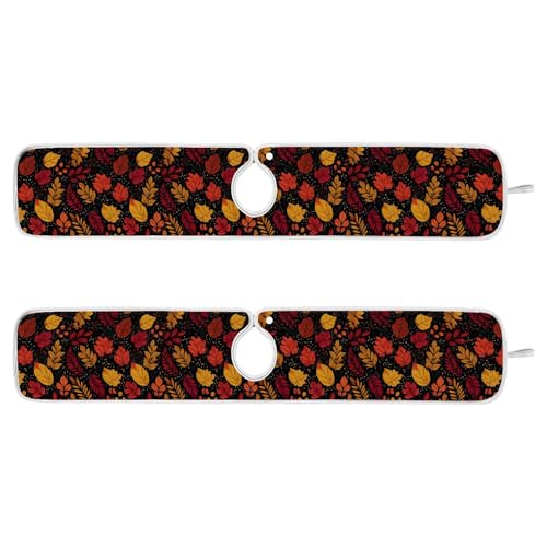 Kitchen Sink Splash Guard Behind Faucet Mat 2 Pcs Absorbent Faucet Mat Quick Dry Kitchen Sink Drying Mats for Drip Drain Draining Sinks Bathroom Microfiber Soft Washable L Black Autumn Leaf Cute - color: Black Autumn Leaf Cute, size: 30" x 5.5"