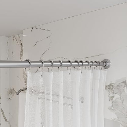 Naiture 304 Stainless Steel 60" Straight Shower Curtain Rod, Brushed Nickel | One-Piece Rod, Cut to Fit, Rustproof, Heavy-Duty Zinc Alloy Flange, Permanent Wall Mount, Mounting Hardware Included - color: Brushed Nickel, size: 60
