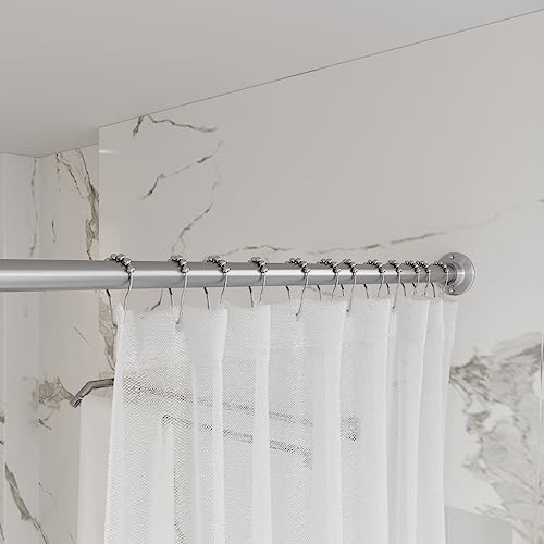 Naiture 304 Stainless Steel 36" Straight Shower Curtain Rod, Brushed Nickel | One-Piece Rod, Cut to Fit, Rustproof, Heavy-Duty Zinc Alloy Flange, Permanent Wall Mount, Mounting Hardware Included - color: Brushed Nickel, size: 36''