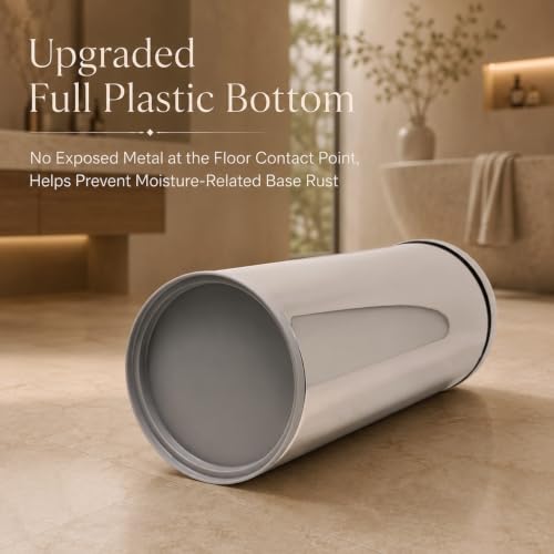 [2023 Upgraded Version] HUJI Rust Resistant Stainless Steel Toilet Paper Roll Canister Holder w/Removable Base for Bathroom Storage (1 Pack, Toilet Paper Canister) - color: Stainless Steel