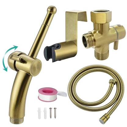 BARROCK Bidet Sprayer for Existing Toilet, Advanced Handheld Ergonomic Jet Spray Set with Precision Water Pressure Control for Muslim Shower/Feminine Hygiene/Pet Cleaning, Brushed Gold - color: Brushed Gold