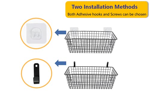 Joben Oligey 3 Set [Extra Large] Hanging Wall Baskets ,Wire Basket For Storage Pantry, Farmhouse Food Storage Kitchen Pantry Laundry Closet Garage RV ,Black - size: Black - Extra Large