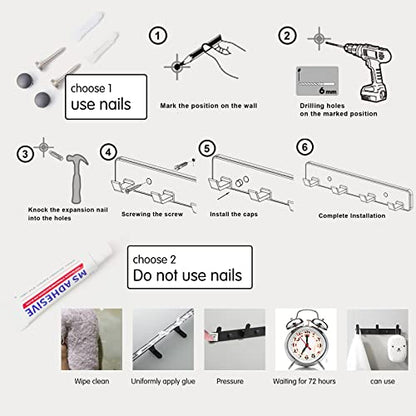4 Hooks Matte Black Bathroom Towel Hooks Mounted Wall Adhesive Heavy Duty Farmhouse Bath Coat Stick on Rack Hat Wall Hook Sticky Black Kitchen Robe Rack Coat Hook Black 4 Hooks Rack Towel for Bathroom - color: Black, size: 13.19*1.18*1.38 inch（4hooks）