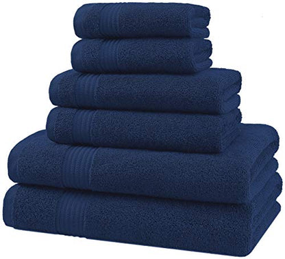 American Veteran Towel, 6 Piece Towel Set for Bathroom, 100% Cotton Turkish Bathroom Towels, 2 Bath Towels 2 Hand Towels 2 Washcloths, Navy Blue - color: Navy Blue, size: X Large 6 PC