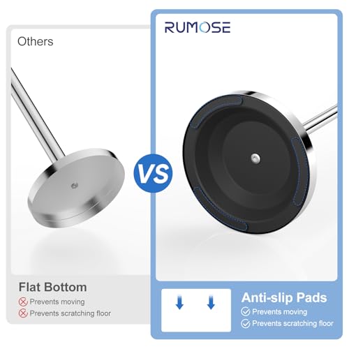 RUMOSE Toilet Paper Holder Stand for Floor Free Standing, Chrome | Bathroom Freestanding Toilet Tissue Roll Holder with Storage, Adjustable 17-25 Inch, Rustproof, SUS304 Stainless Steel - color: Chrome