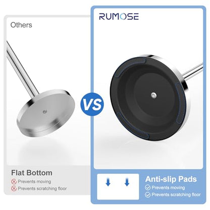 RUMOSE Toilet Paper Holder Stand for Floor Free Standing, Chrome | Bathroom Freestanding Toilet Tissue Roll Holder with Storage, Adjustable 17-25 Inch, Rustproof, SUS304 Stainless Steel - color: Chrome