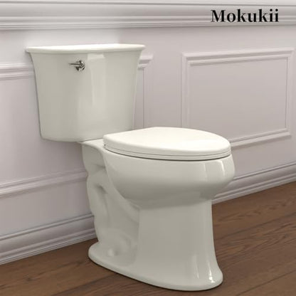 Round Toilet Seat, Standard 16.5″, Slow Close, Almond/Bone | Easy Installation, Easy Cleaning, Quick-attach metal hinges, Quiet Operation, Fits Standard Round Toilets