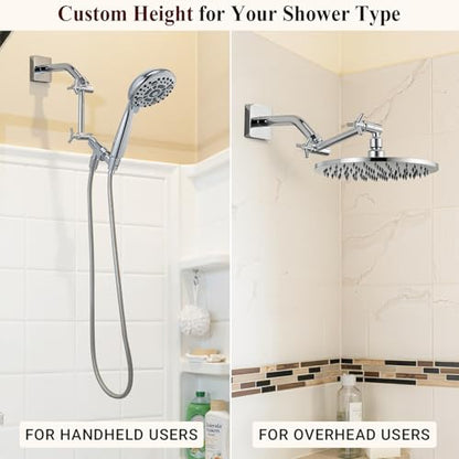 Brass 5 Inch Shower Head Extension Arm for Rain and Handheld Shower Head, Height & Angle Adjustable, Compatible with G1/2 Universal Connector | Easy to Install, Built to Last, Angle and Height Adjustable, Universal Fit