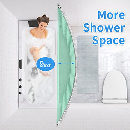 TOPROD Curved Shower Curtain Rod 48-72 Inches Adjustable Round Shower Rods | Chrome,Rounded Bowed,Stainless Steel,More Shower Space,Need to Drill,for Bathroom, Bathtub - color: Polished Chrome