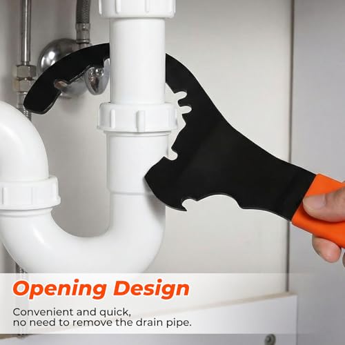 Universal Sink Drain Wrench,Open Design for 4,6,8 Tab Locknuts | Also Fits 3-5/8" Hex Nuts,Offset Design Handle,All-steel Construction,Rust Prevention,Lightweight & Easy to Use(0.65lb)